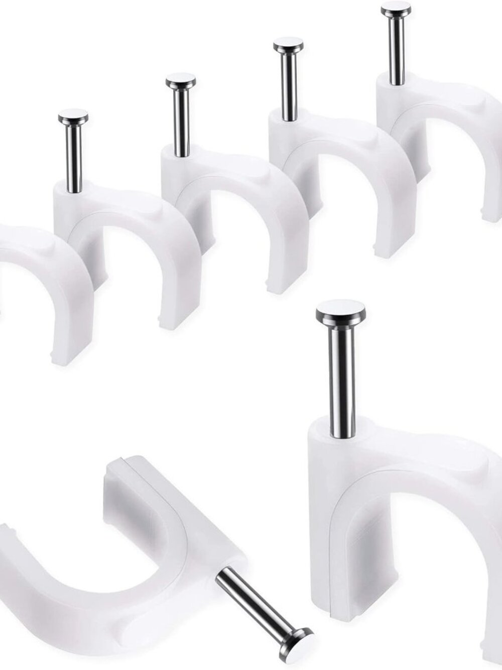 Cable Nails Clips, 100 Pcs, 10mm, Wire Wall Clips, White